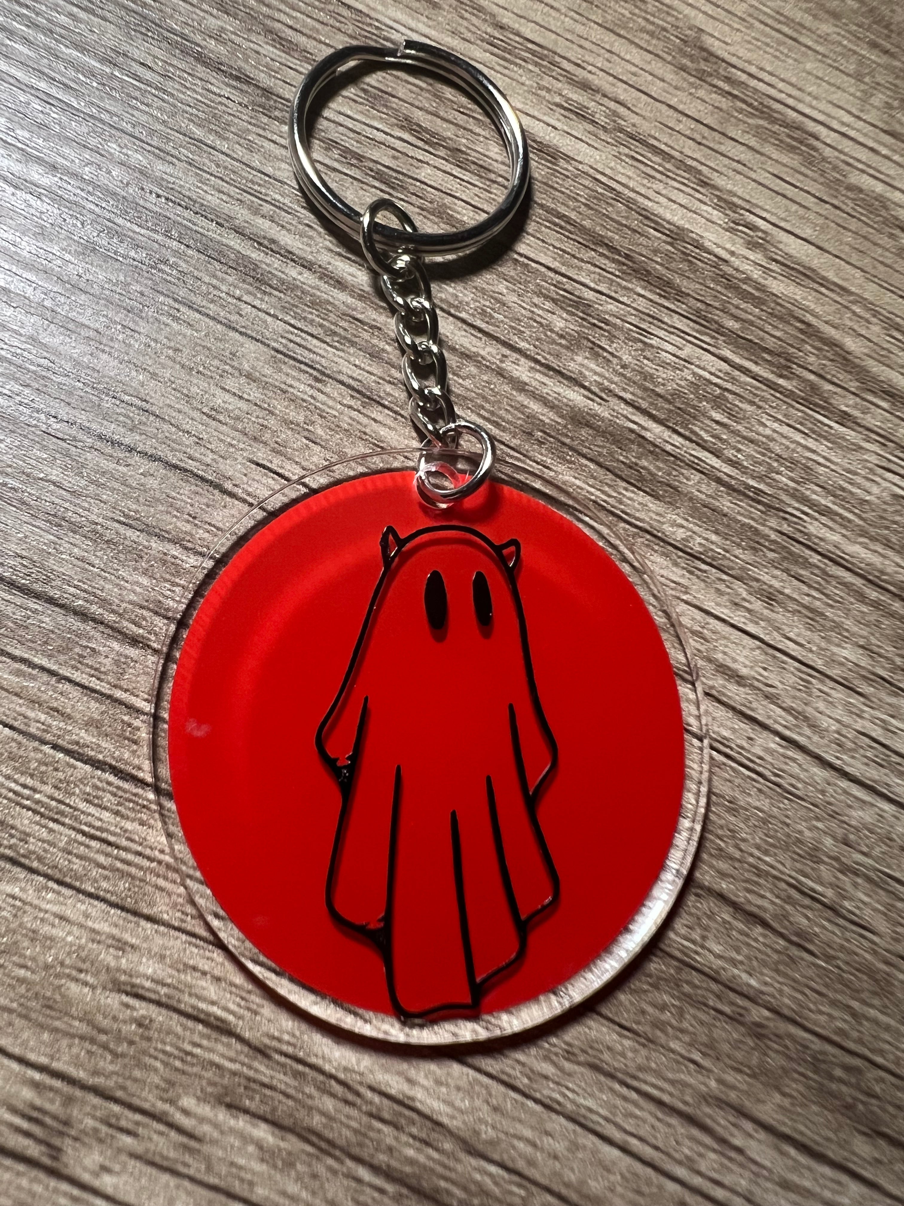 Ghost with Devil Horns Keychain