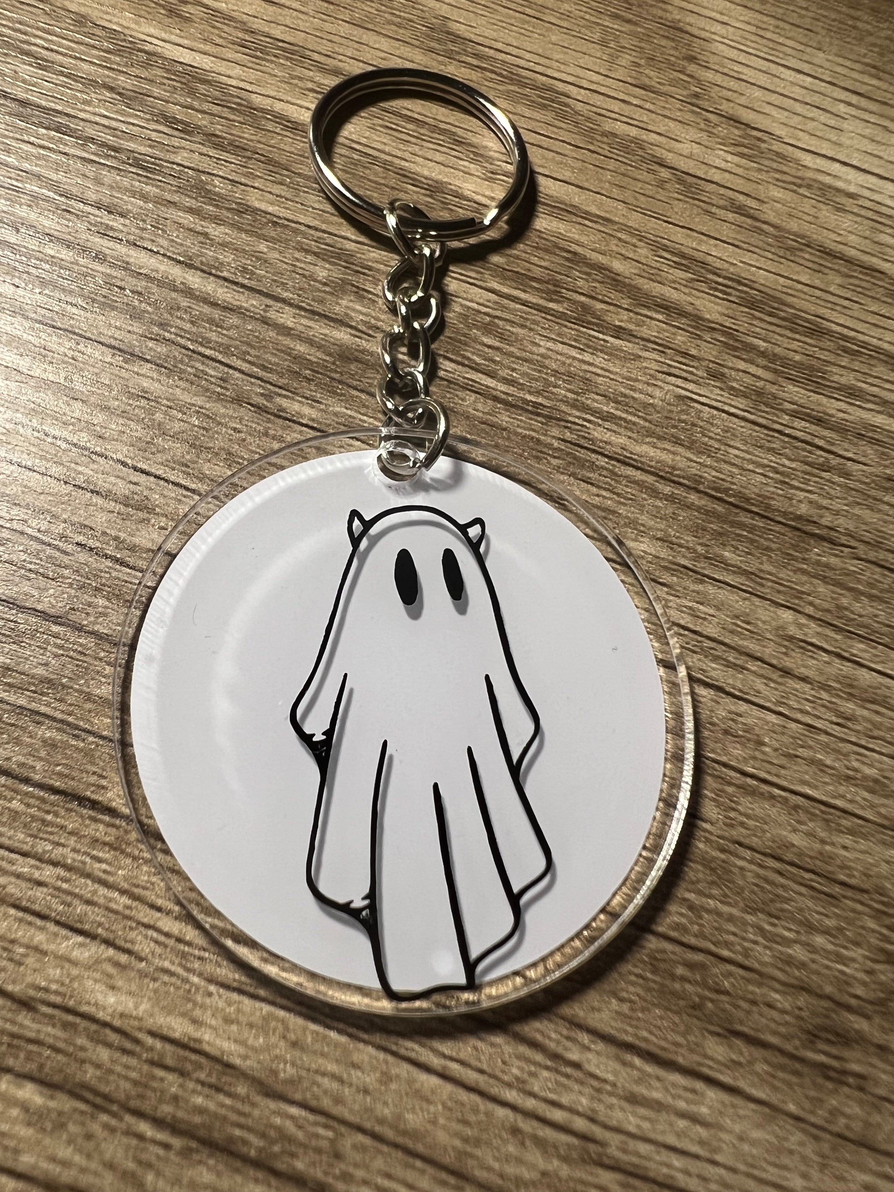 Ghost with Devil Horns Keychain