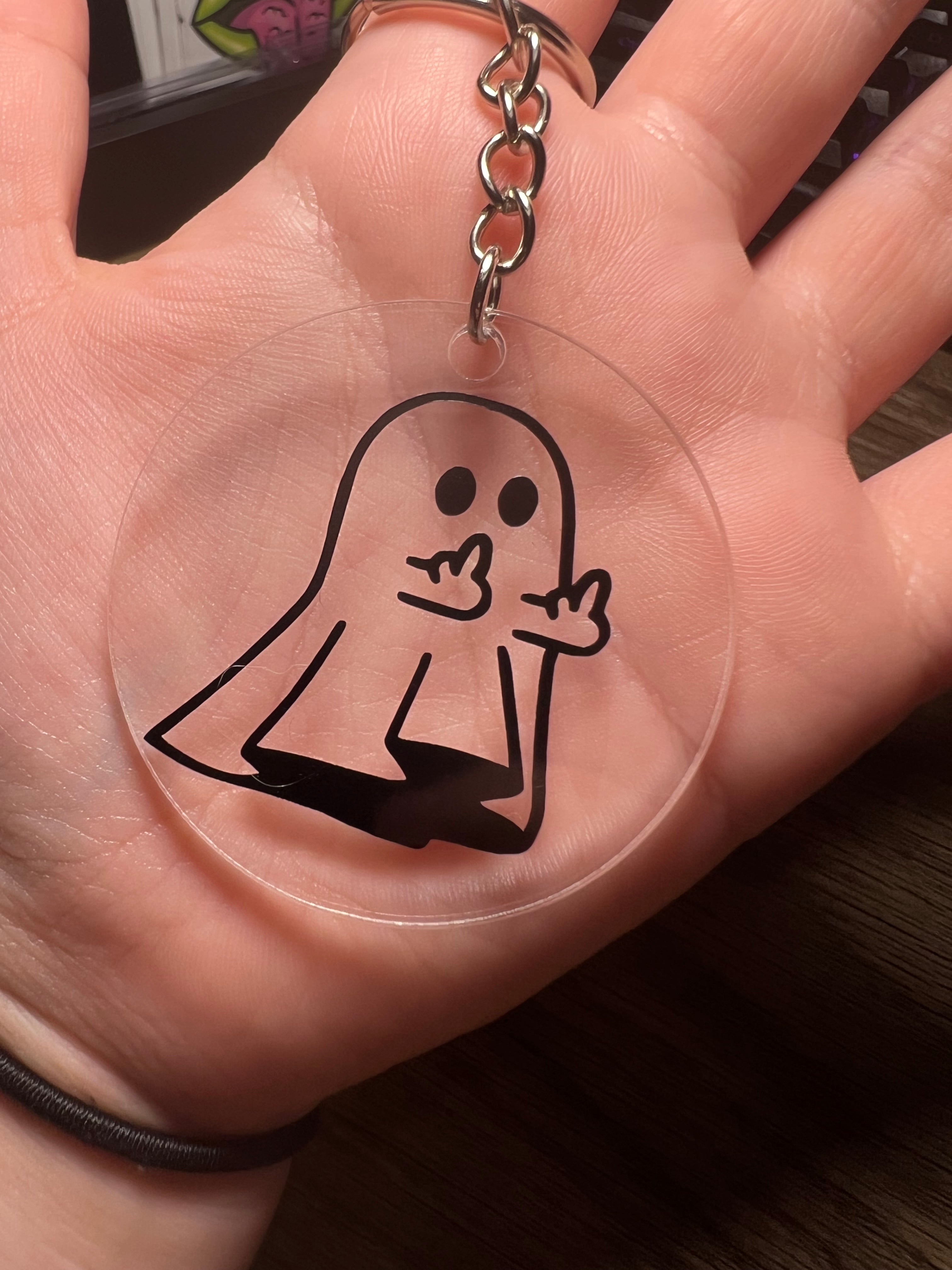 Middle Finger Ghost Keychain