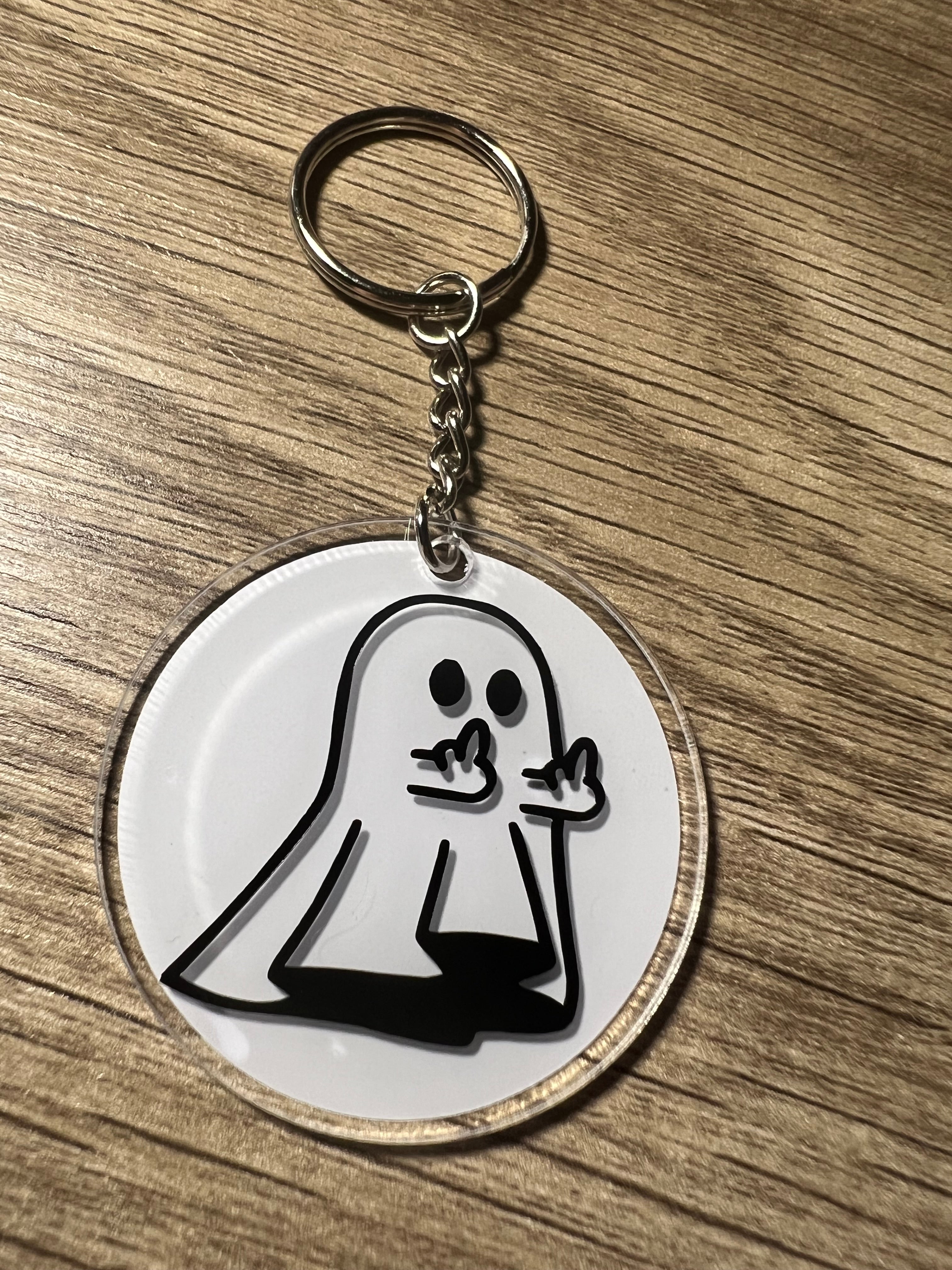 Middle Finger Ghost Keychain