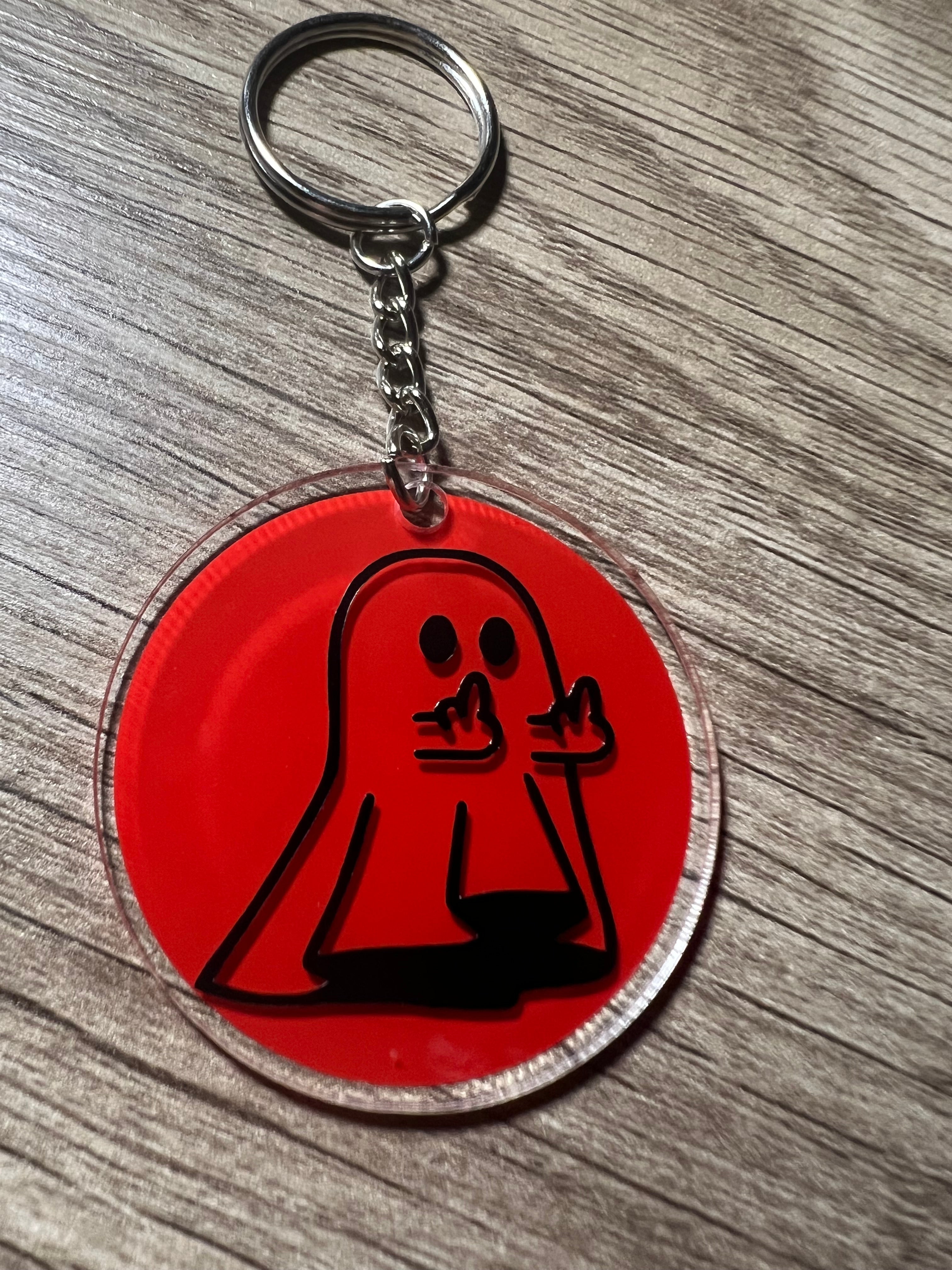 Middle Finger Ghost Keychain