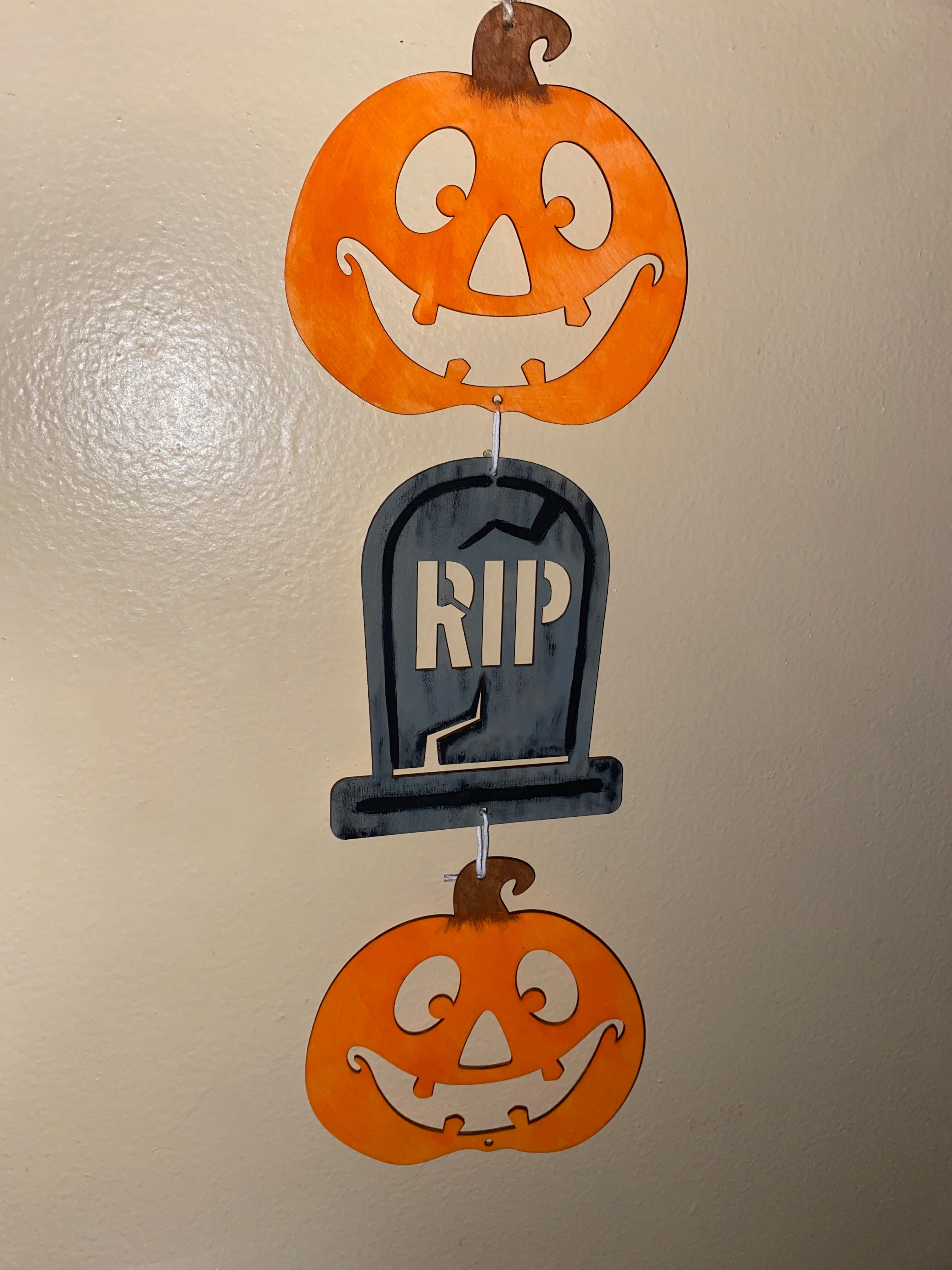 Pumpkin/Grave Wooden Hanging Sign